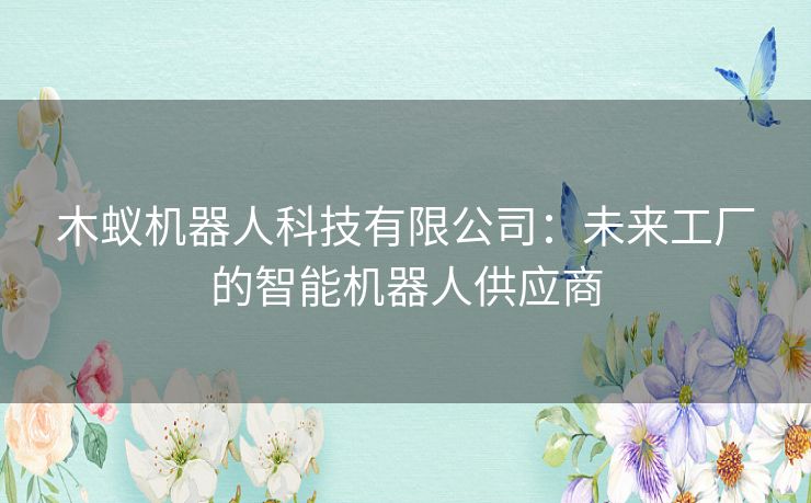 木蚁机器人科技有限公司：未来工厂的智能机器人供应商