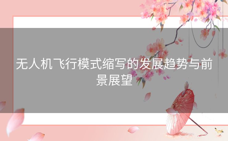 无人机飞行模式缩写的发展趋势与前景展望