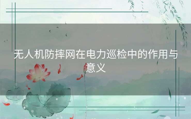 无人机防摔网在电力巡检中的作用与意义