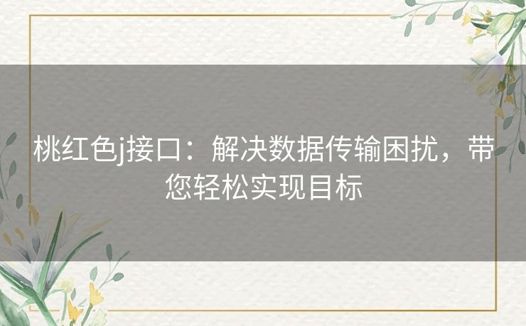 桃红色j接口：解决数据传输困扰，带您轻松实现目标