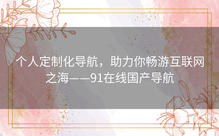 个人定制化导航，助力你畅游互联网之海——91在线国产导航