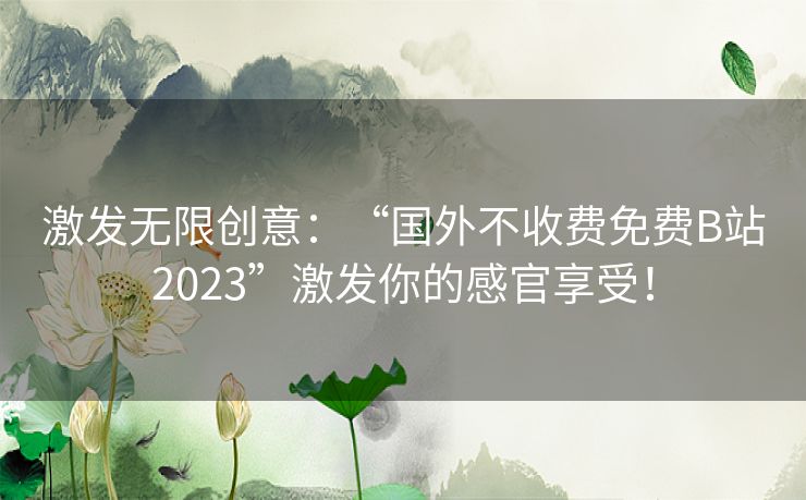 激发无限创意：“国外不收费免费B站2023”激发你的感官享受！