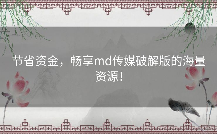 节省资金，畅享md传媒破解版的海量资源！