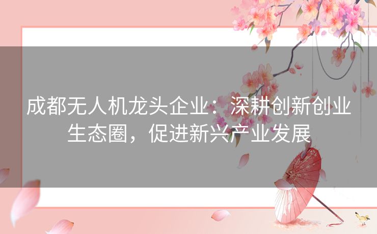 成都无人机龙头企业：深耕创新创业生态圈，促进新兴产业发展