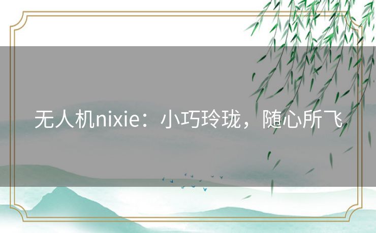 无人机nixie：小巧玲珑，随心所飞