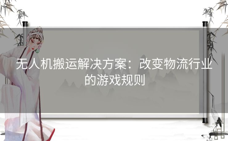 无人机搬运解决方案：改变物流行业的游戏规则