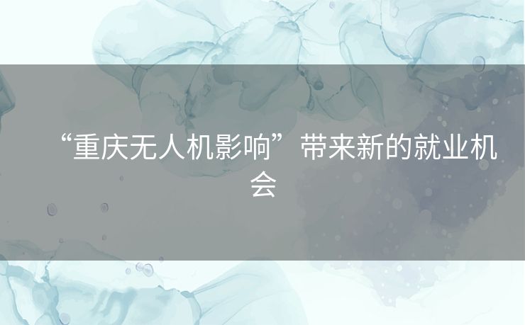 “重庆无人机影响”带来新的就业机会