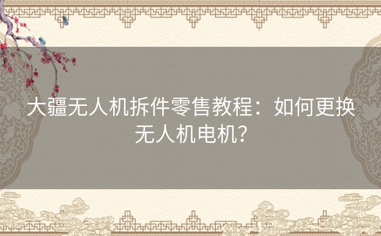 大疆无人机拆件零售教程：如何更换无人机电机？