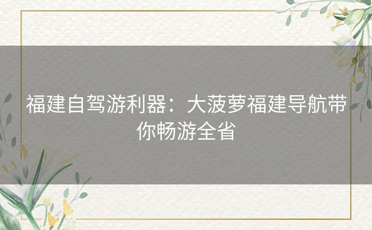 福建自驾游利器：大菠萝福建导航带你畅游全省