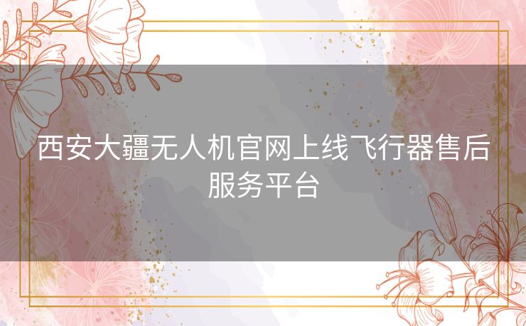 西安大疆无人机官网上线飞行器售后服务平台