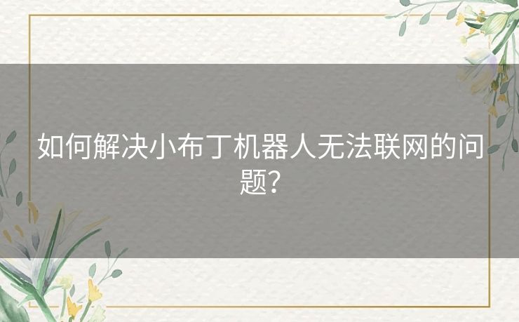 如何解决小布丁机器人无法联网的问题？