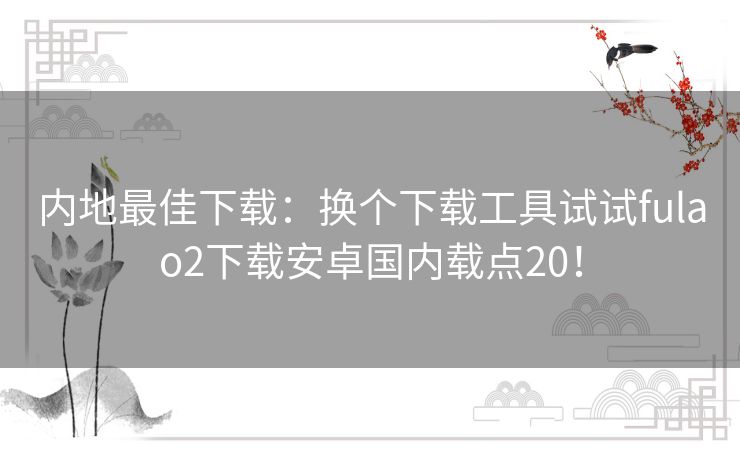 内地最佳下载：换个下载工具试试fulao2下载安卓国内载点20！