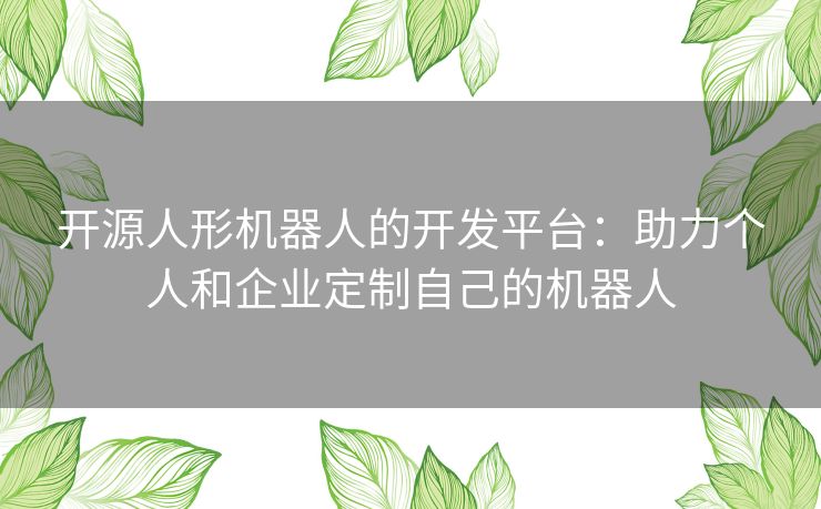 开源人形机器人的开发平台：助力个人和企业定制自己的机器人