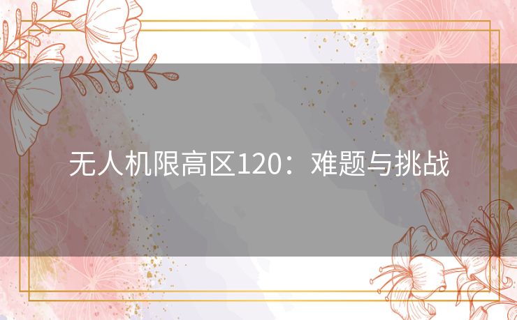 无人机限高区120：难题与挑战