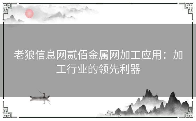 老狼信息网贰佰金属网加工应用：加工行业的领先利器