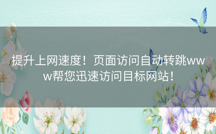 提升上网速度！页面访问自动转跳www帮您迅速访问目标网站！