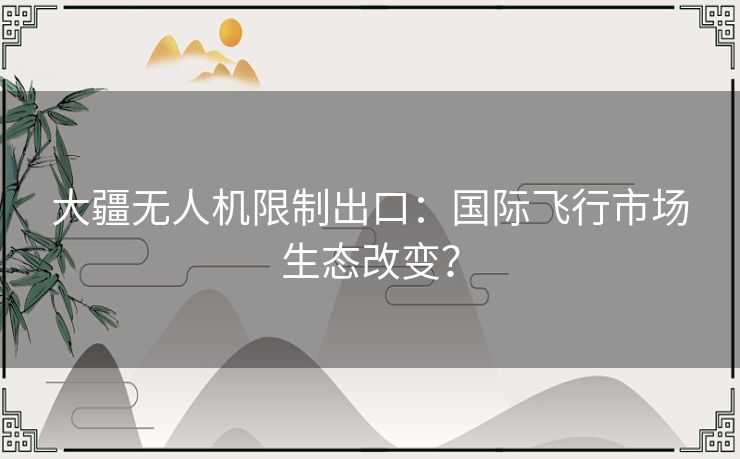 大疆无人机限制出口：国际飞行市场生态改变？