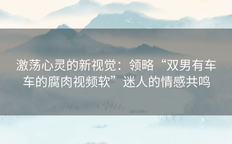 激荡心灵的新视觉：领略“双男有车车的腐肉视频软”迷人的情感共鸣