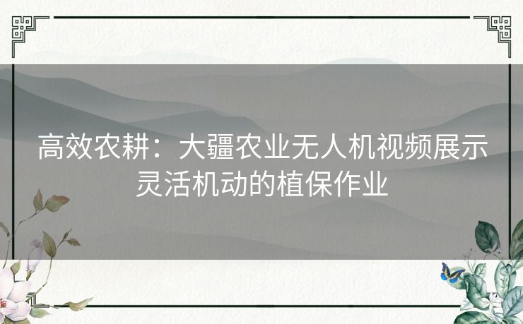 高效农耕：大疆农业无人机视频展示灵活机动的植保作业