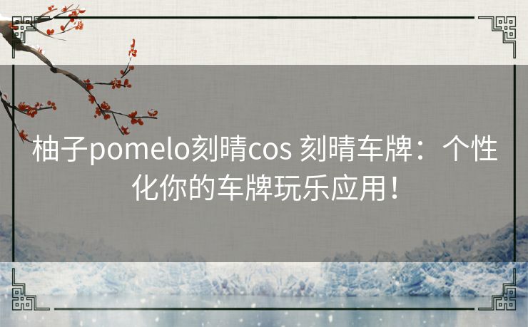 柚子pomelo刻晴cos 刻晴车牌：个性化你的车牌玩乐应用！