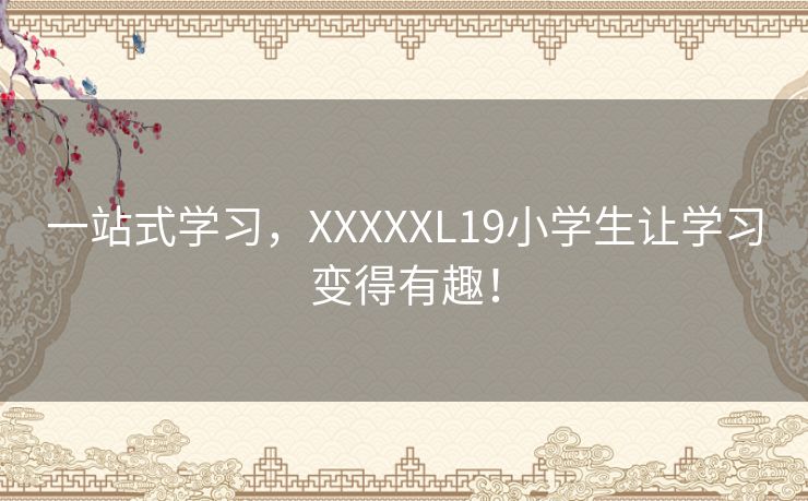 一站式学习，XXXXXL19小学生让学习变得有趣！