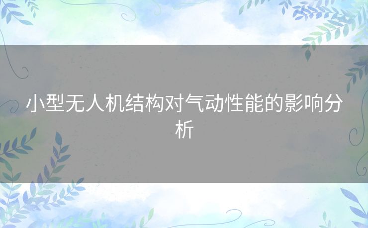 小型无人机结构对气动性能的影响分析