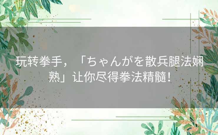 玩转拳手，「ちゃんがを散兵腿法娴熟」让你尽得拳法精髓！