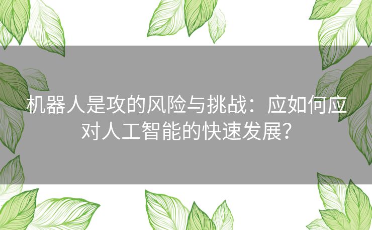 机器人是攻的风险与挑战：应如何应对人工智能的快速发展？