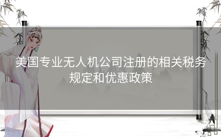 美国专业无人机公司注册的相关税务规定和优惠政策