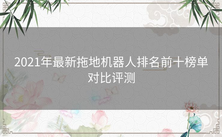 2021年最新拖地机器人排名前十榜单对比评测