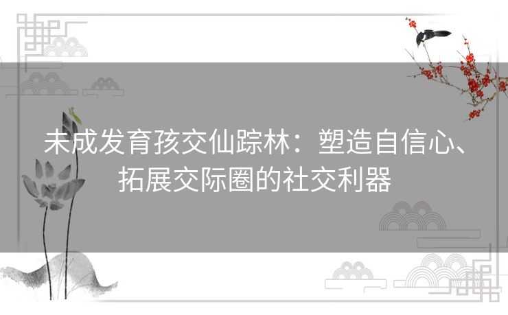 未成发育孩交仙踪林：塑造自信心、拓展交际圈的社交利器