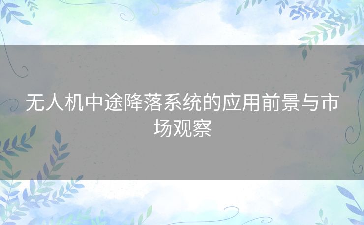 无人机中途降落系统的应用前景与市场观察