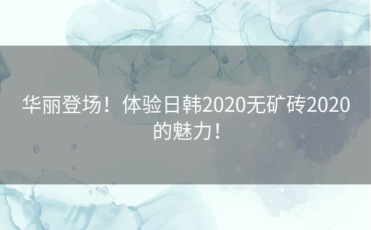 华丽登场！体验日韩2020无矿砖2020的魅力！