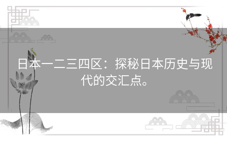 日本一二三四区：探秘日本历史与现代的交汇点。