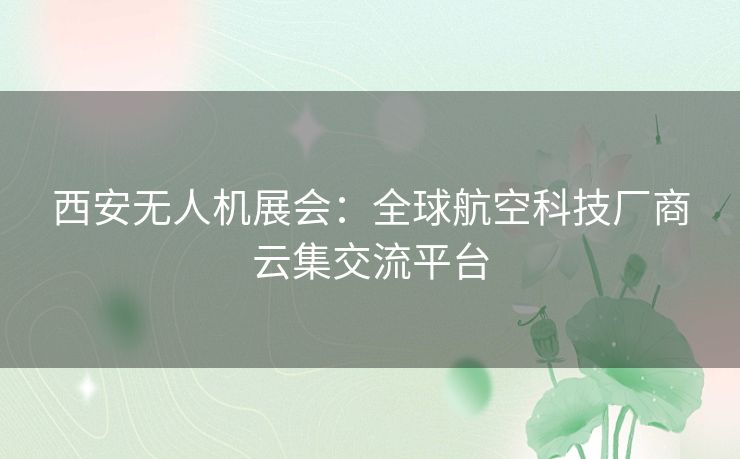 西安无人机展会：全球航空科技厂商云集交流平台