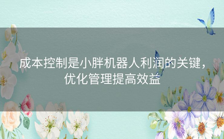 成本控制是小胖机器人利润的关键，优化管理提高效益