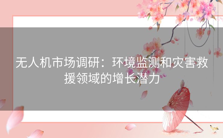 无人机市场调研：环境监测和灾害救援领域的增长潜力