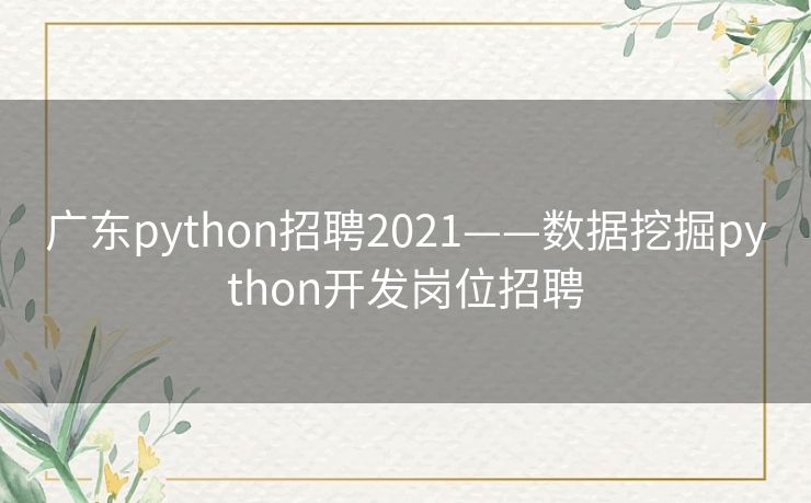 广东python招聘2021——数据挖掘python开发岗位招聘