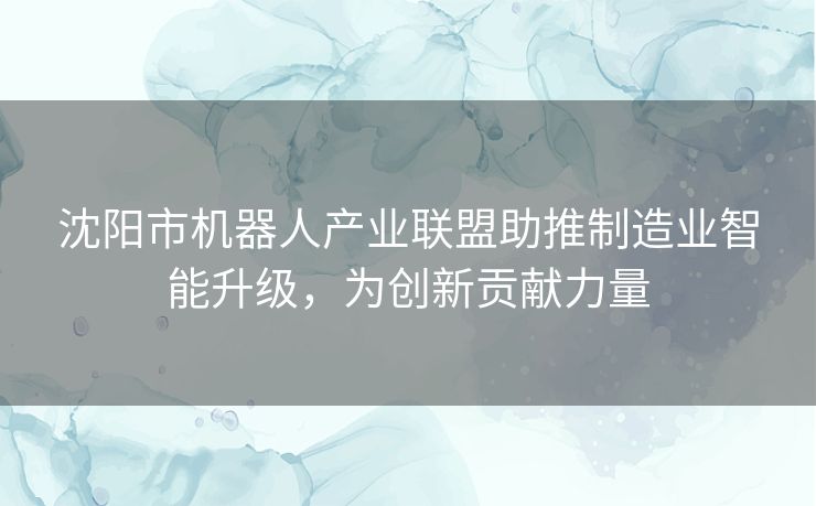 沈阳市机器人产业联盟助推制造业智能升级，为创新贡献力量