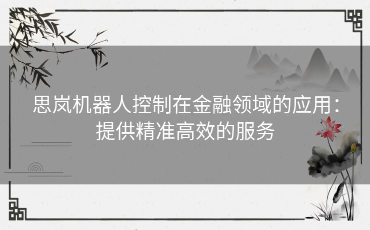 思岚机器人控制在金融领域的应用：提供精准高效的服务