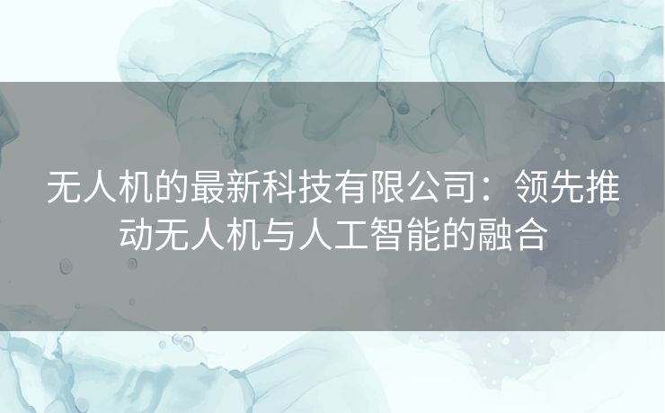 无人机的最新科技有限公司：领先推动无人机与人工智能的融合