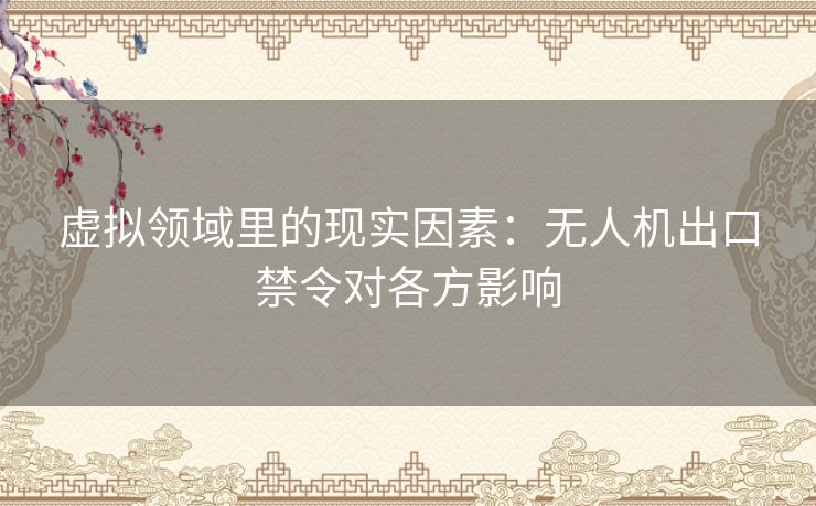 虚拟领域里的现实因素：无人机出口禁令对各方影响