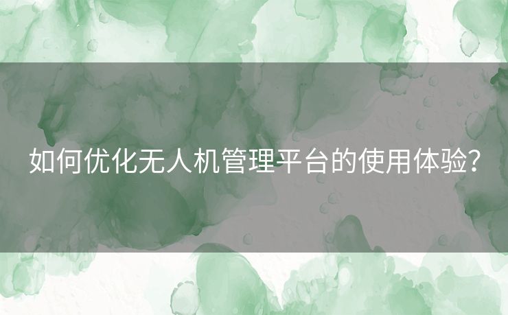 如何优化无人机管理平台的使用体验？