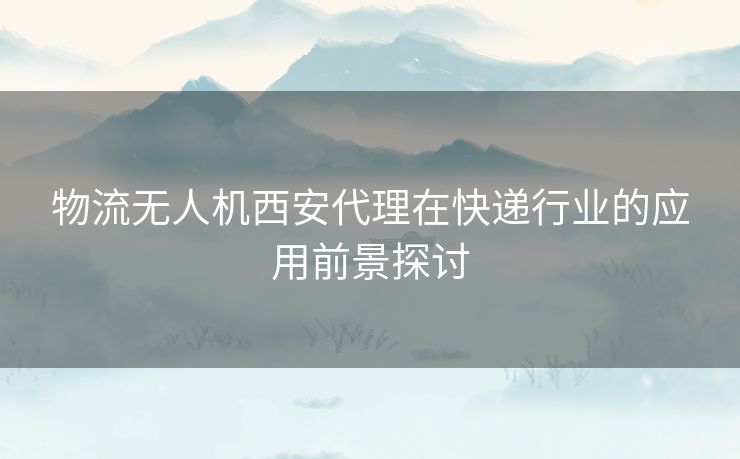 物流无人机西安代理在快递行业的应用前景探讨