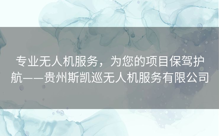 专业无人机服务，为您的项目保驾护航——贵州斯凯巡无人机服务有限公司