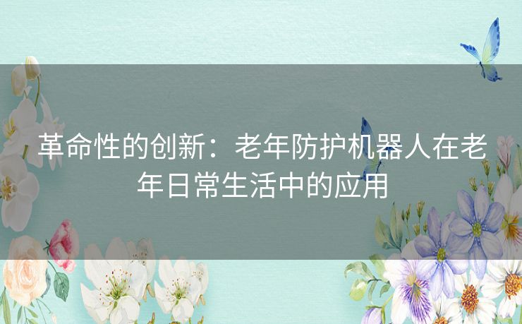 革命性的创新：老年防护机器人在老年日常生活中的应用