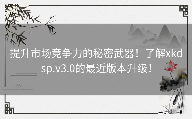 提升市场竞争力的秘密武器！了解xkdsp.v3.0的最近版本升级！