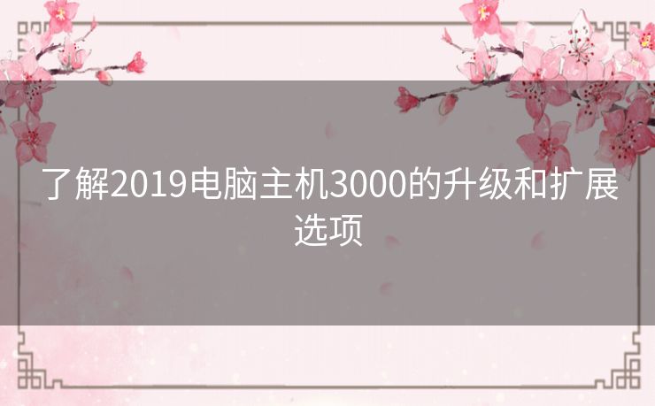 了解2019电脑主机3000的升级和扩展选项