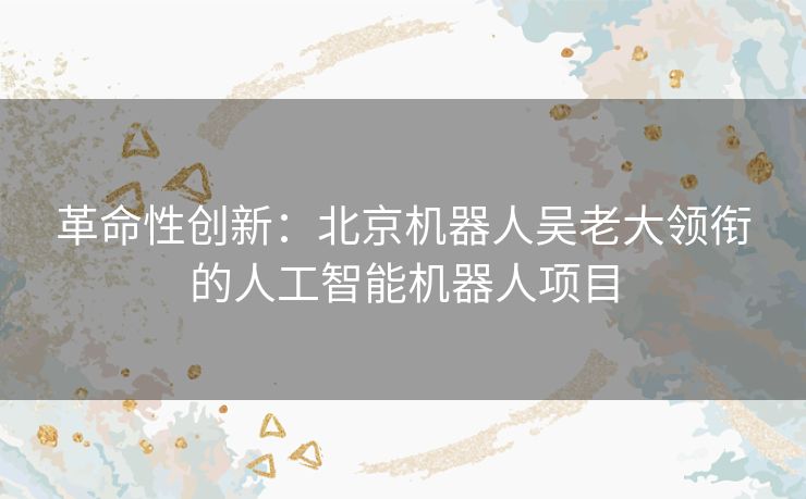 革命性创新：北京机器人吴老大领衔的人工智能机器人项目