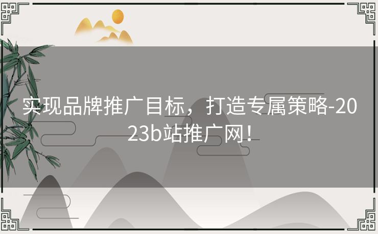 实现品牌推广目标，打造专属策略-2023b站推广网！